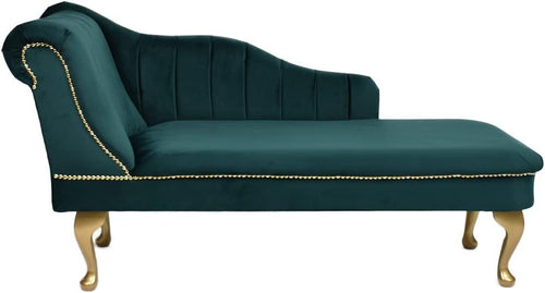 Velvet Tufted Chaise Lounge Sofa Jasper Left Hand Accent Chair 135cm. - Kwikley