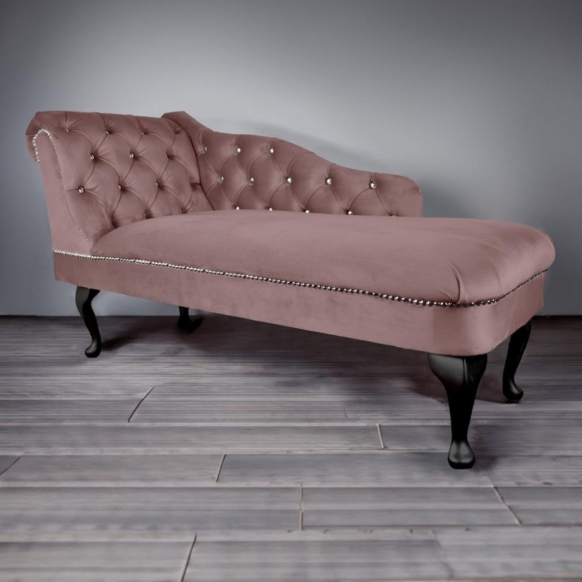 Velvet Tufted Chaise Lounge Sofa Left Hand Heather Accent Chair 133cm - Kwikley