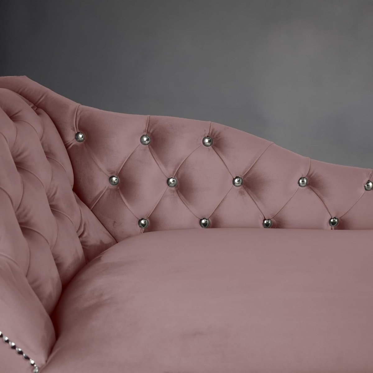 Velvet Tufted Chaise Lounge Sofa Left Hand Heather Accent Chair 133cm - Kwikley