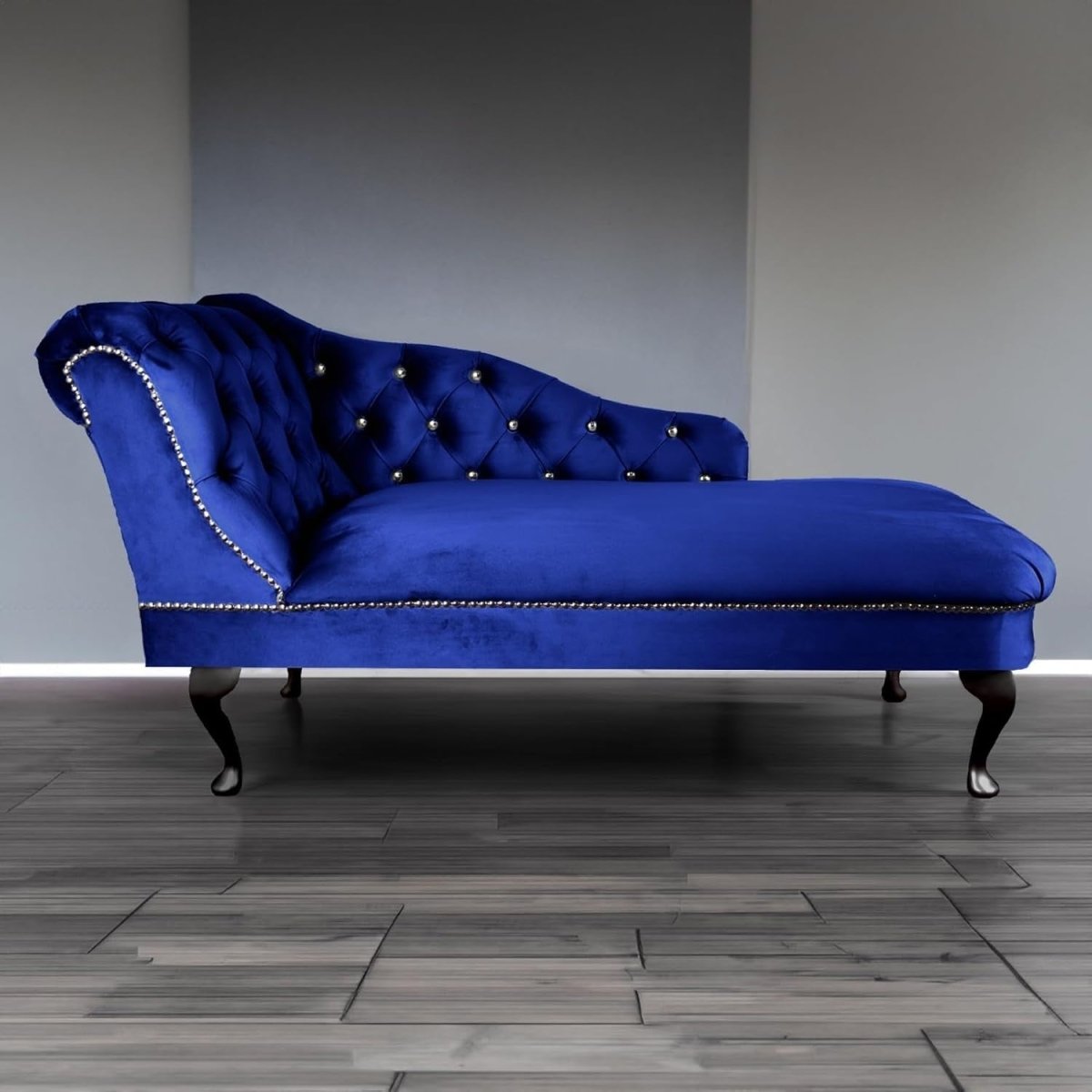 Velvet Tufted Chaise Lounge Sofa Left Hand Royal Accent Chair 133cm - Kwikley