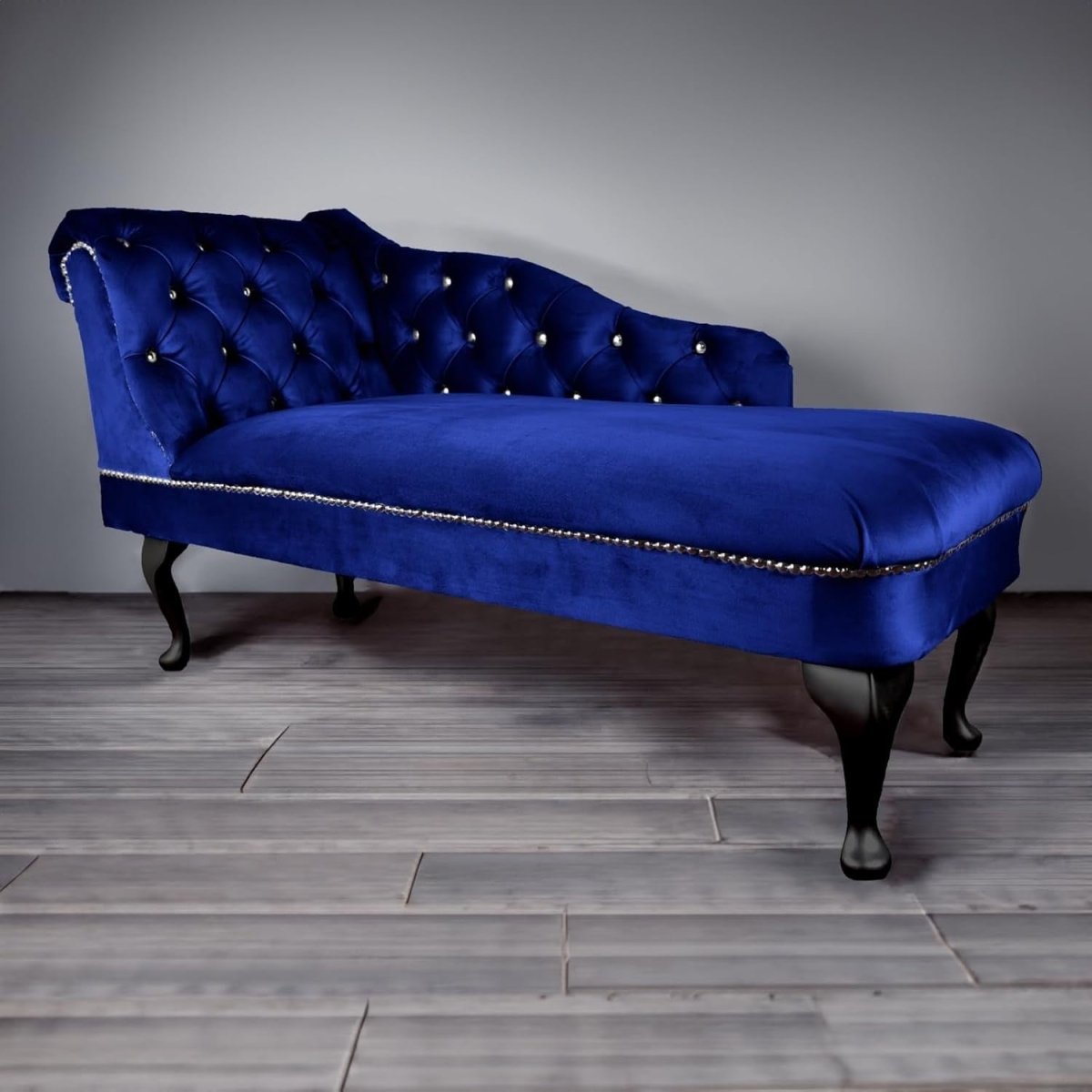Velvet Tufted Chaise Lounge Sofa Left Hand Royal Accent Chair 133cm - Kwikley