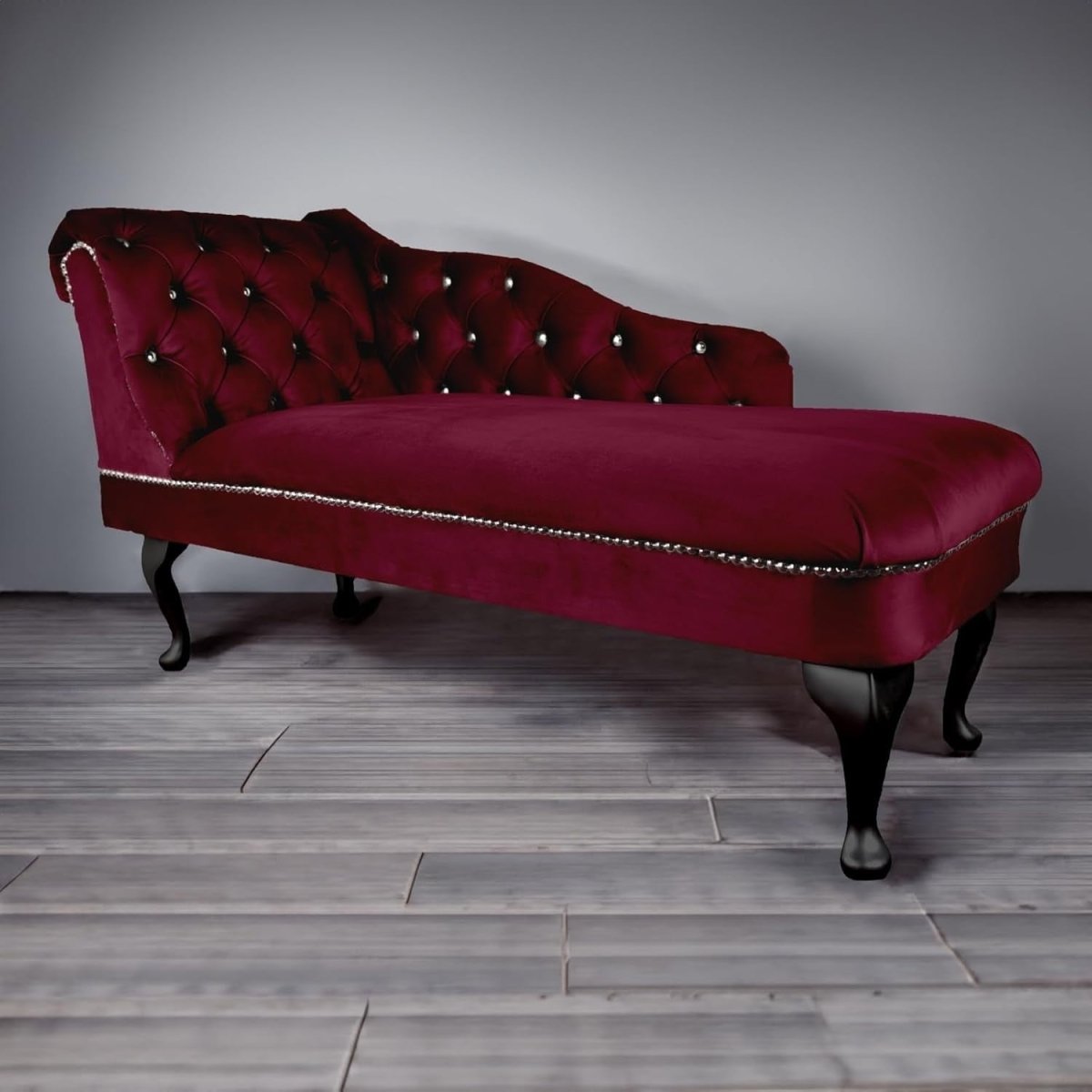 Velvet Tufted Chaise Lounge Sofa Left Hand Winr Accent Chair 133cm - Kwikley