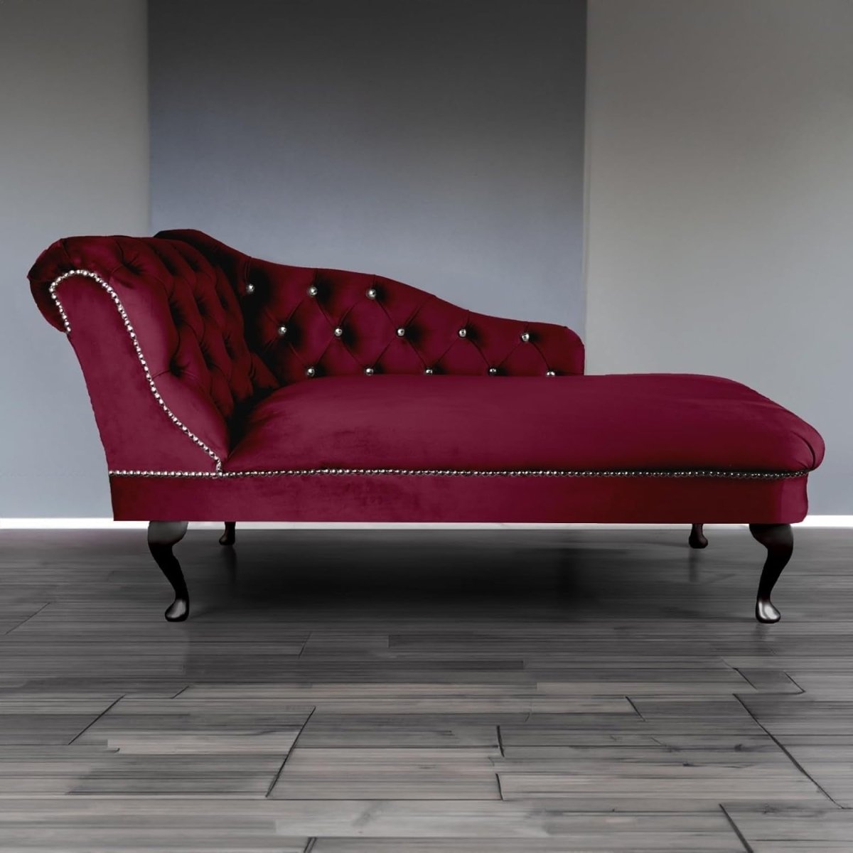 Velvet Tufted Chaise Lounge Sofa Left Hand Winr Accent Chair 133cm - Kwikley