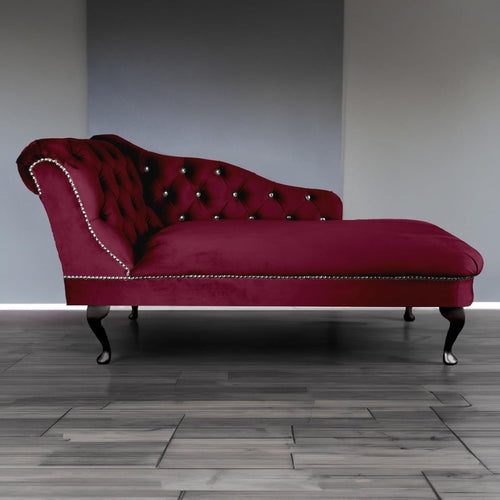 Velvet Tufted Chaise Lounge Sofa Left Hand Winr Accent Chair 133cm - Kwikley