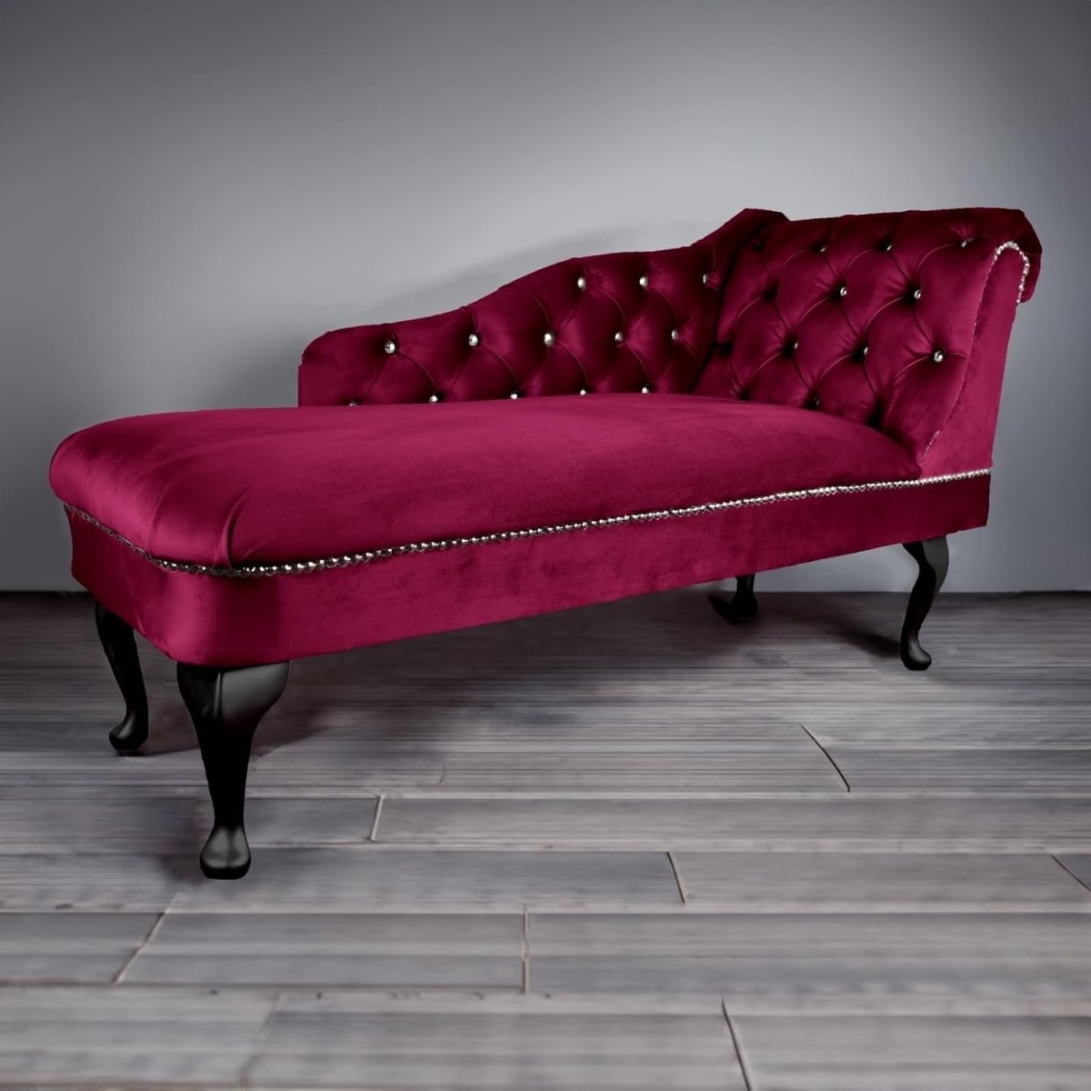 Velvet Tufted Chaise Lounge Sofa Right Hand Fuschia Accent Chair 133cm. - Kwikley
