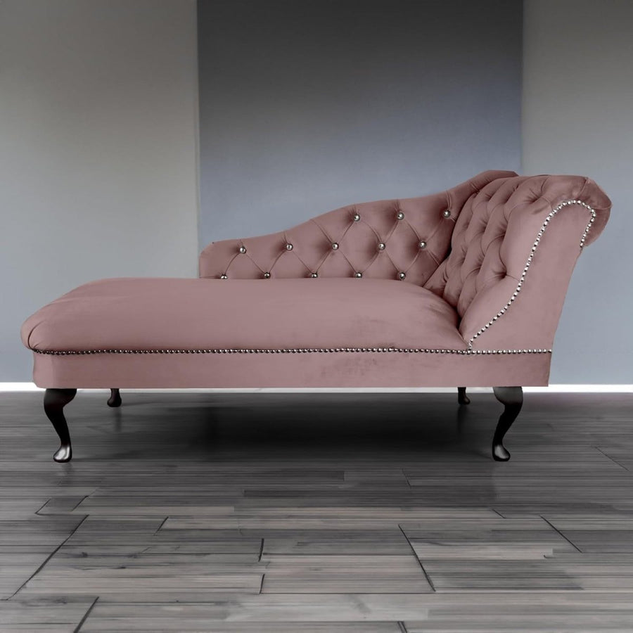 Velvet Tufted Chaise Lounge Sofa Right Hand Heather Accent Chair 133cm. - Kwikley