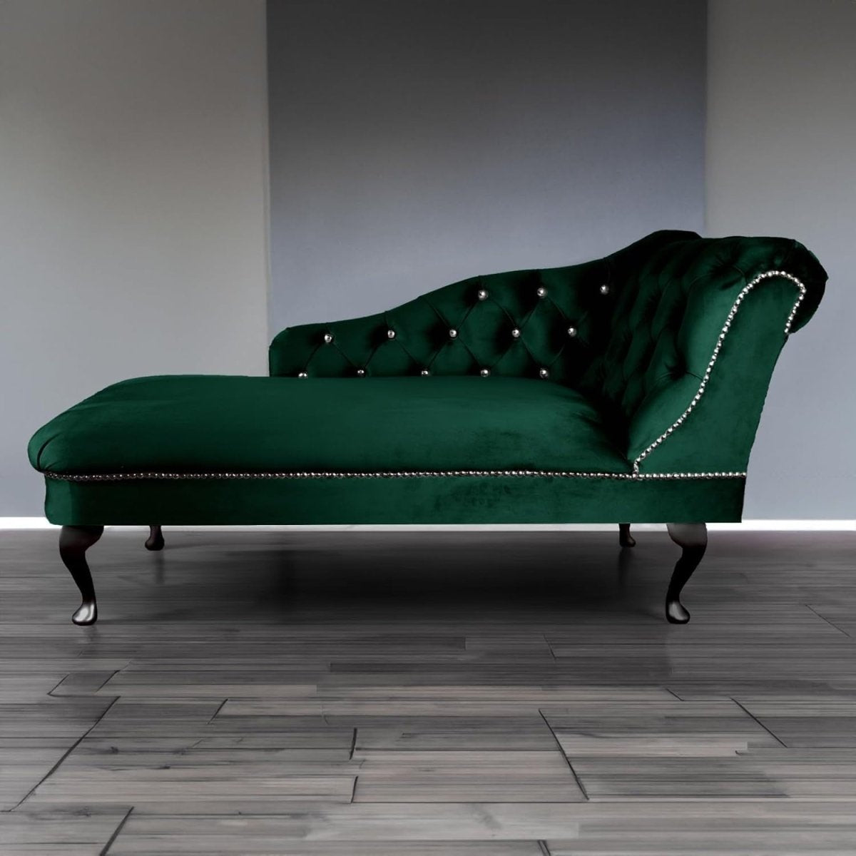 Velvet Tufted Chaise Lounge Sofa Right Hand Jasper Accent Chair 133cm. - Kwikley
