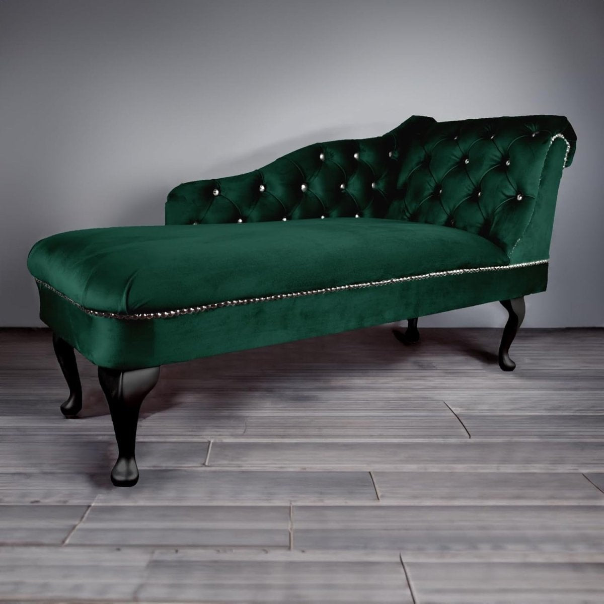 Velvet Tufted Chaise Lounge Sofa Right Hand Jasper Accent Chair 133cm. - Kwikley