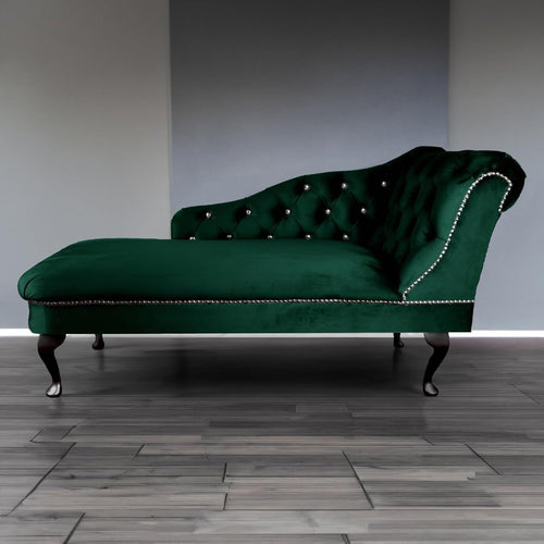 Velvet Tufted Chaise Lounge Sofa Right Hand Jasper Accent Chair 133cm. - Kwikley