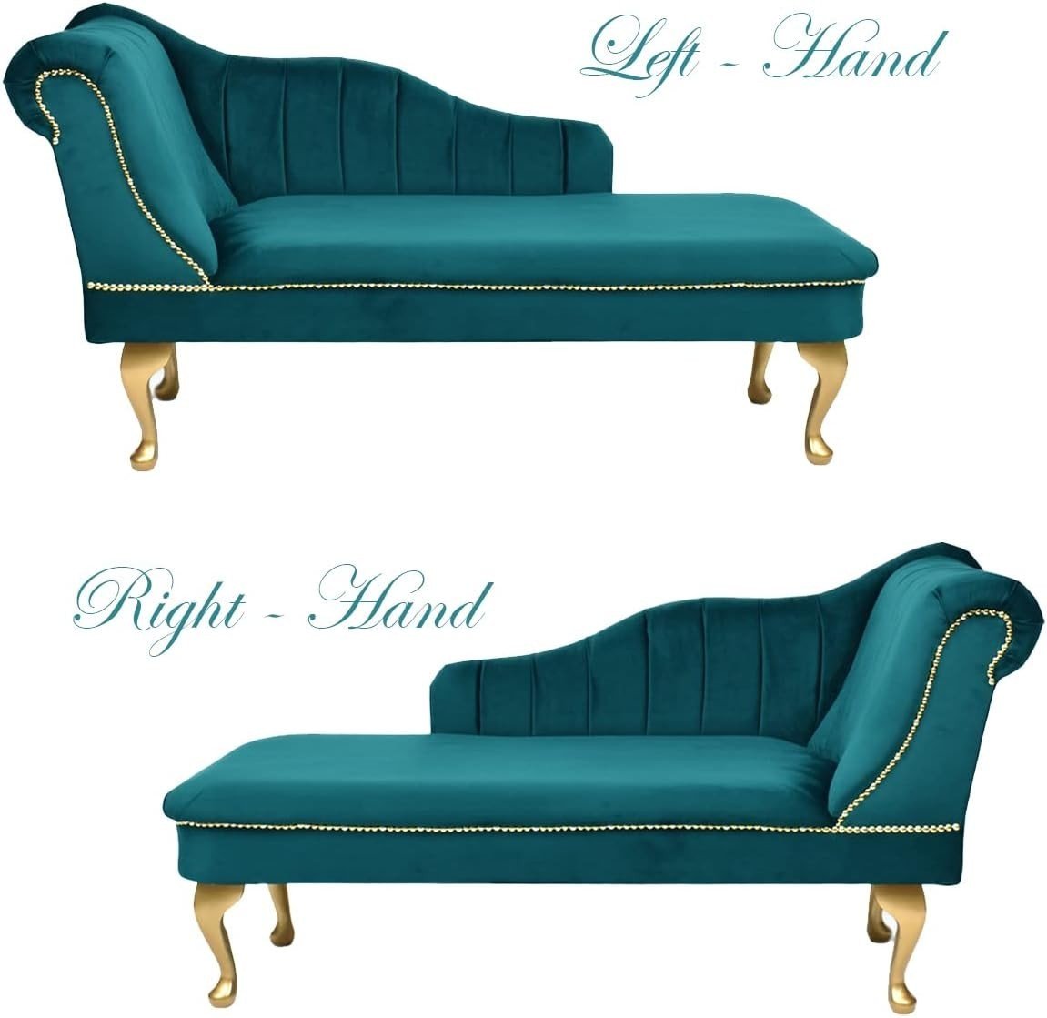 Velvet Tufted Chaise Lounge Sofa Teal Left Hand Accent Chair 135cm. - Kwikley