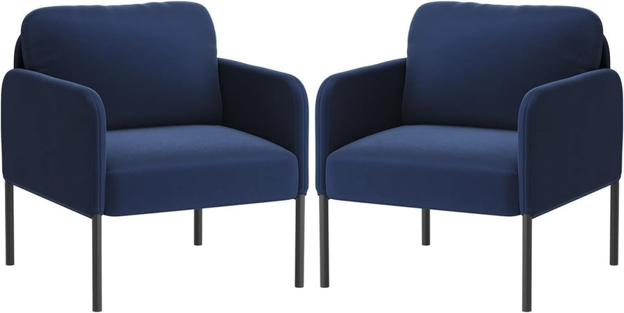 Velvet Upholstered Accent Armchair Padded Lounge Chair Blue - Kwikley