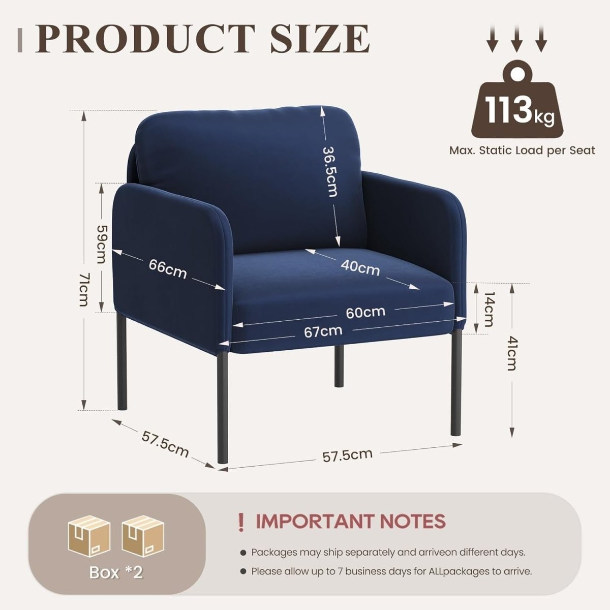 Velvet Upholstered Accent Armchair Padded Lounge Chair Blue - Kwikley