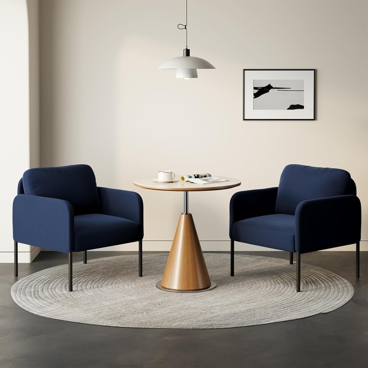 Velvet Upholstered Accent Armchair Padded Lounge Chair Blue - Kwikley