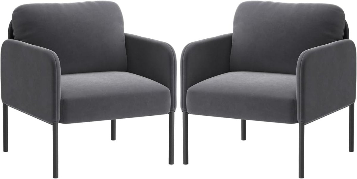 Velvet Upholstered Accent Armchair Padded Lounge Chair Grey - Kwikley