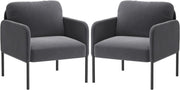 Velvet Upholstered Accent Armchair Padded Lounge Chair Grey - Kwikley