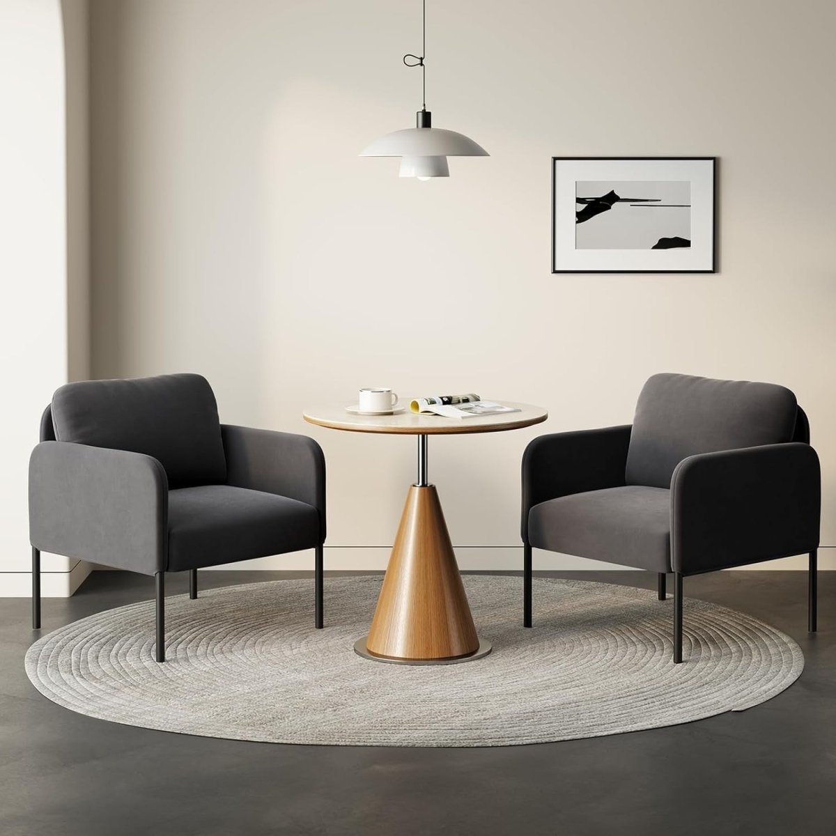 Velvet Upholstered Accent Armchair Padded Lounge Chair Grey - Kwikley