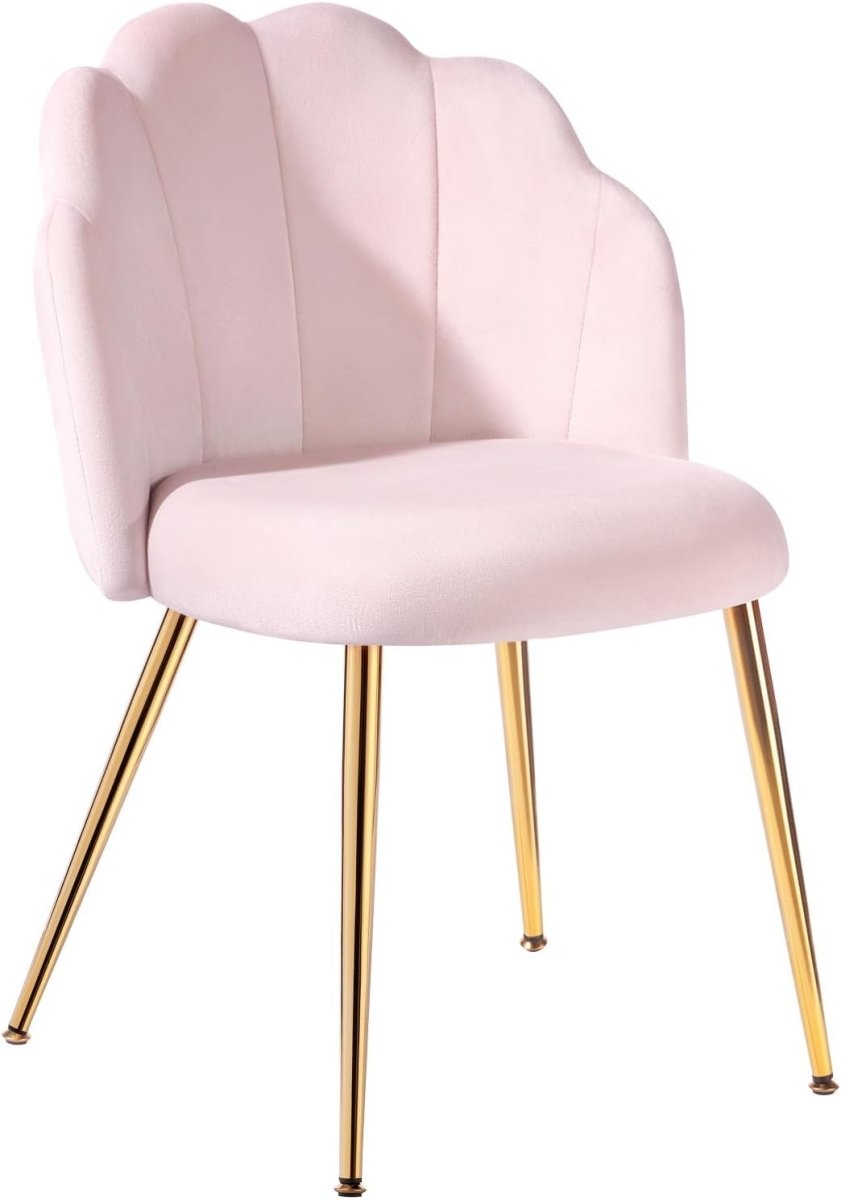 Velvet Vanity Accent Chair Gold Legs Makeup Desk Chair Pink - Kwikley