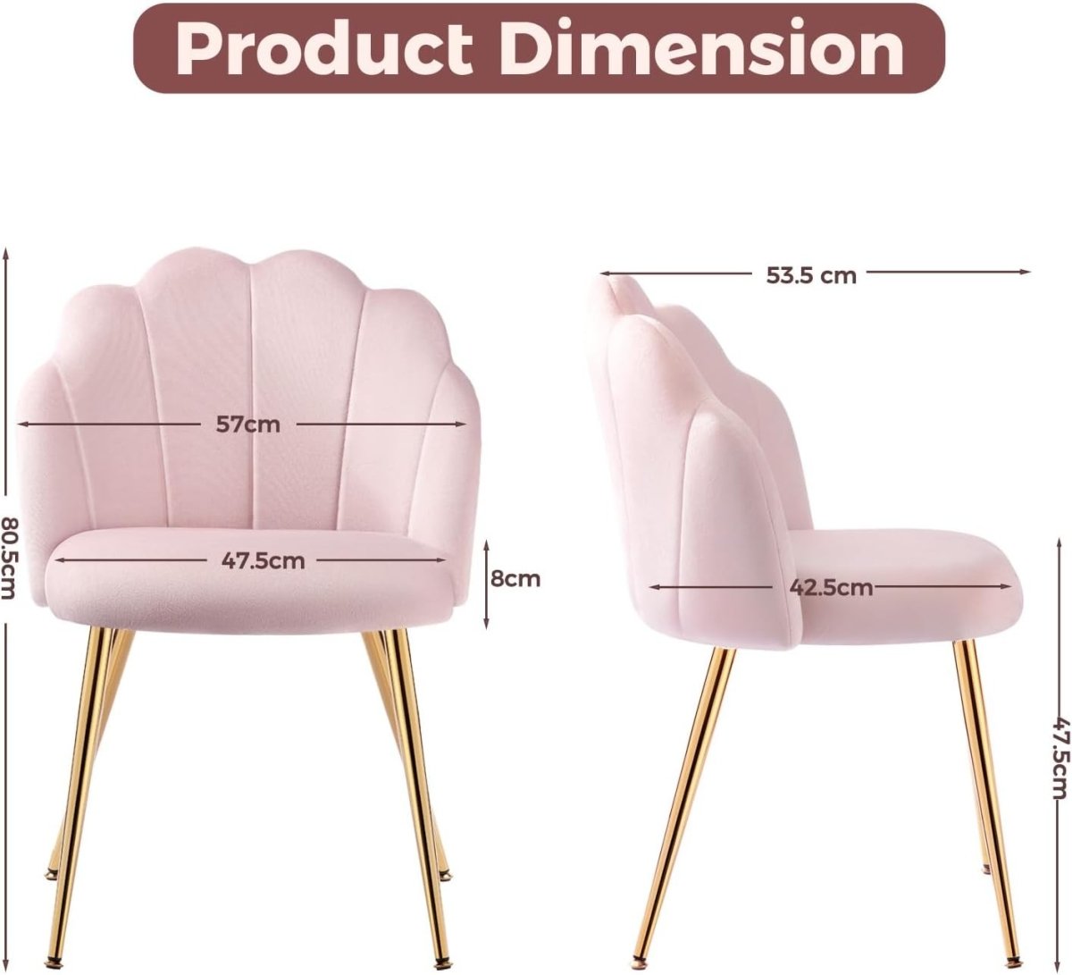 Velvet Vanity Accent Chair Gold Legs Makeup Desk Chair Pink - Kwikley