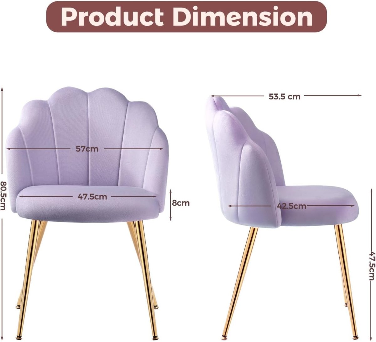 Velvet Vanity Accent Chair Gold Legs Makeup Desk Chair Purple - Kwikley