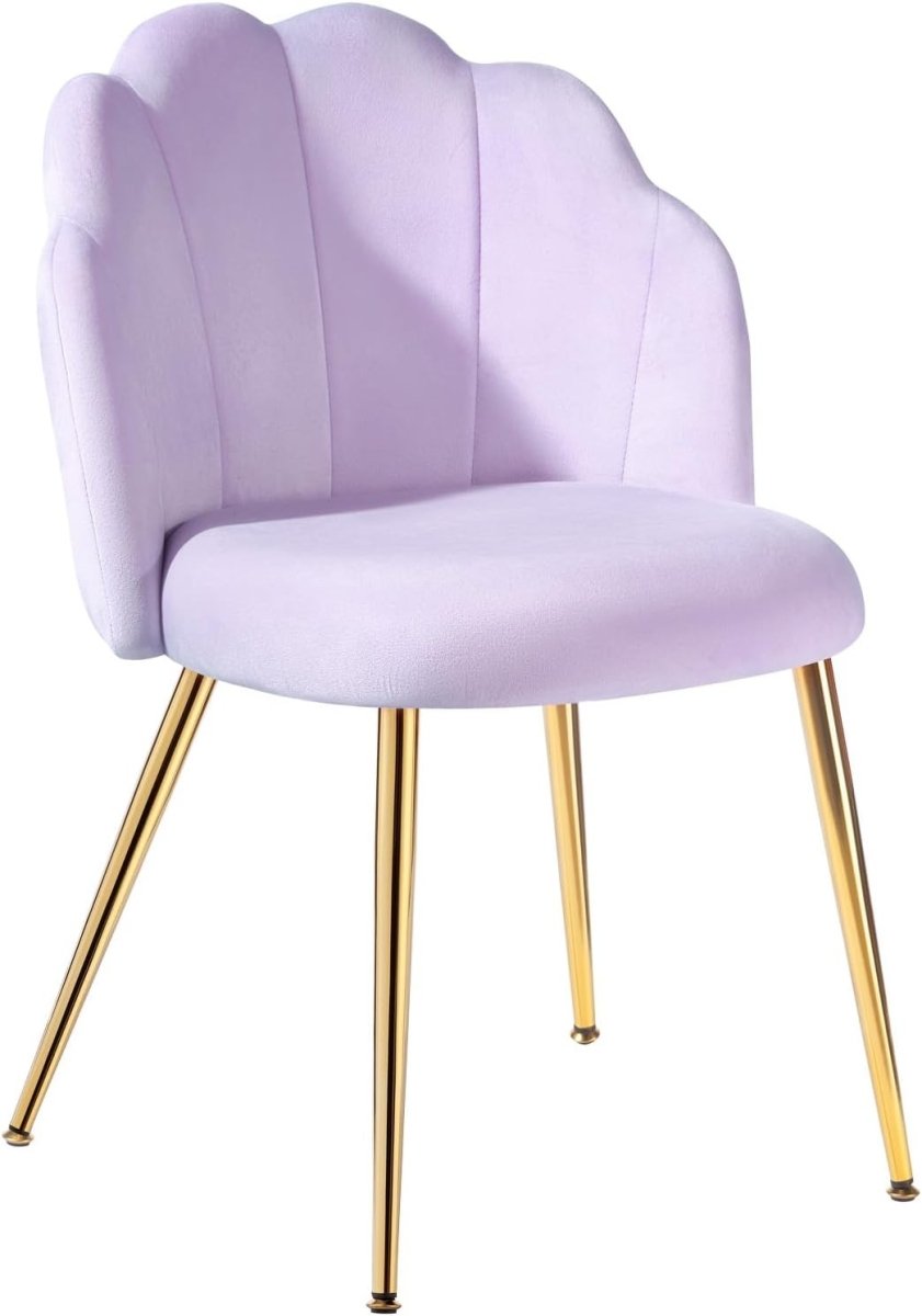 Velvet Vanity Accent Chair Gold Legs Makeup Desk Chair Purple - Kwikley