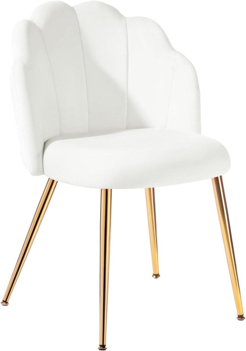 Velvet Vanity Accent Chair Gold Legs Makeup Desk Chair White - Kwikley