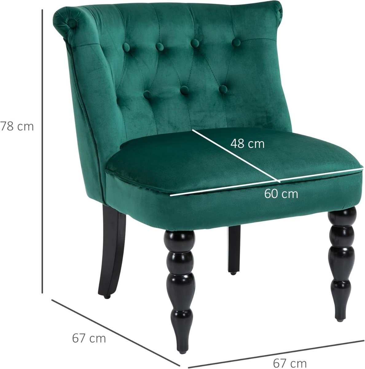 Velvet Wingback Accent Chair Button Tufted Lounge Armchair Green - Kwikley