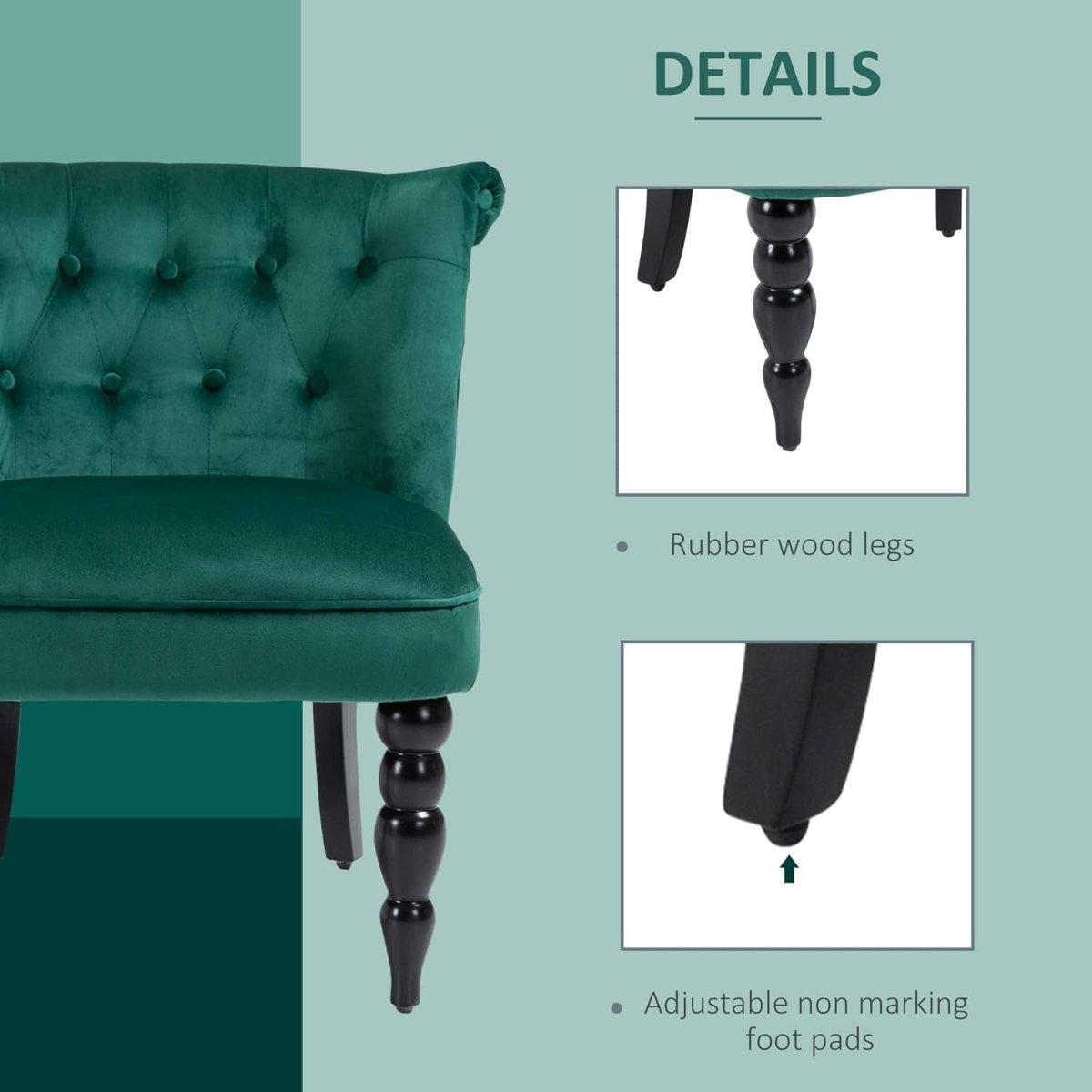 Velvet Wingback Accent Chair Button Tufted Lounge Armchair Green - Kwikley