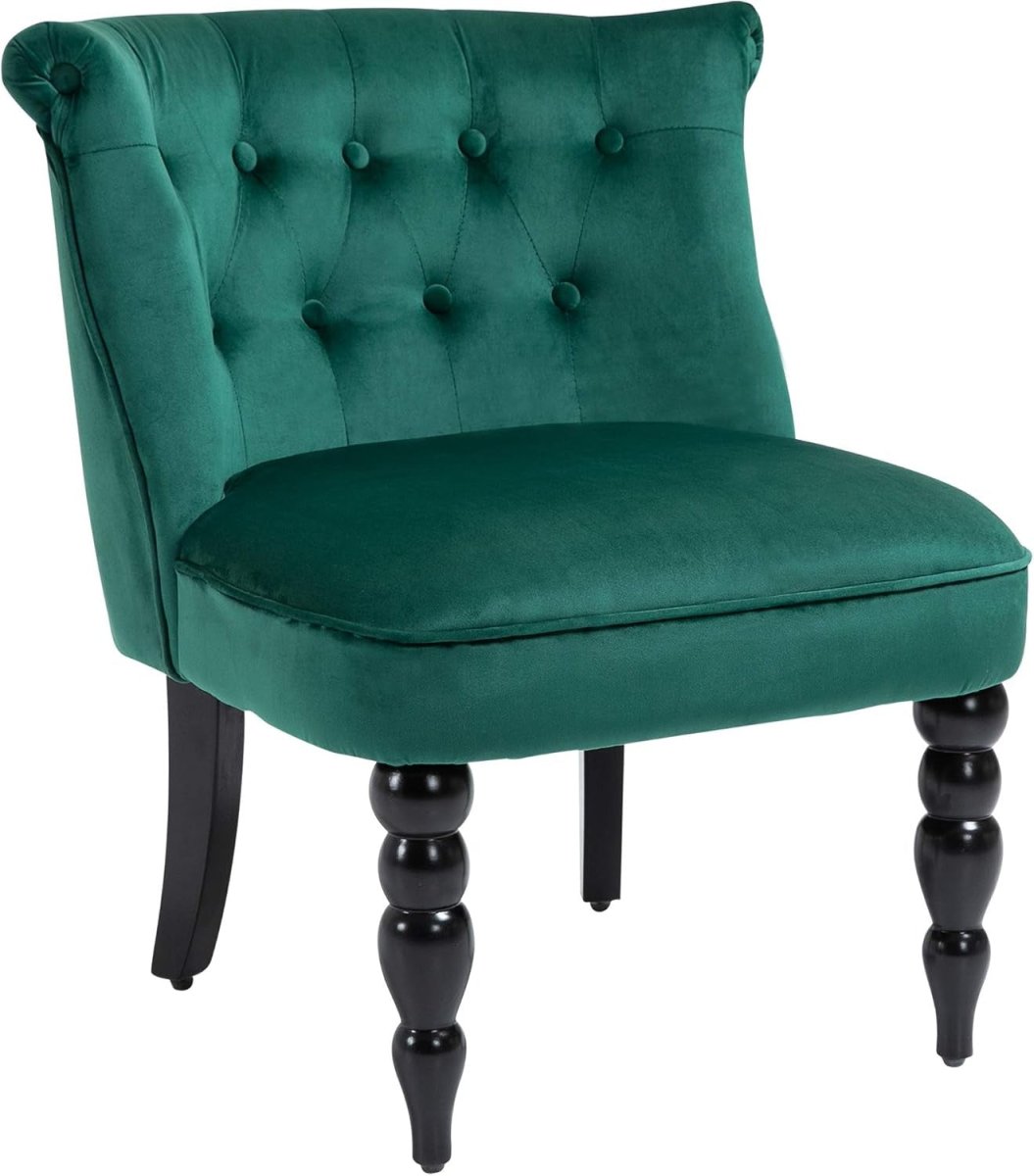 Velvet Wingback Accent Chair Button Tufted Lounge Armchair Green - Kwikley
