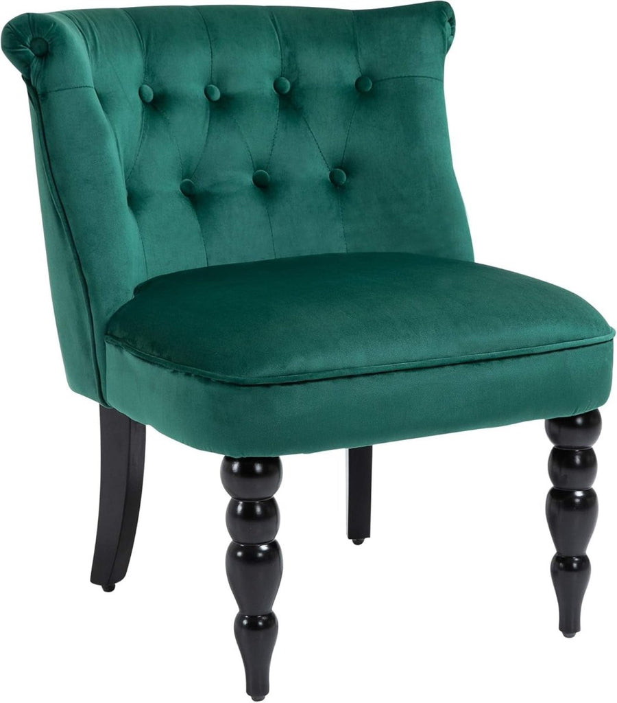 Velvet Wingback Accent Chair Button Tufted Lounge Armchair Green - Kwikley