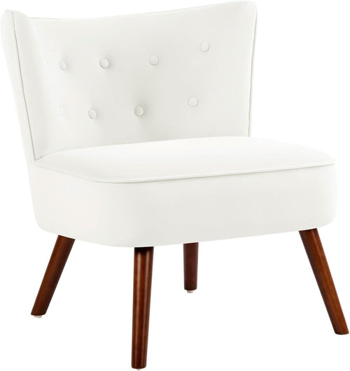 Velvet Wingback Armchair Curved Back Accent Chair Lounge Padded Seat - Kwikley