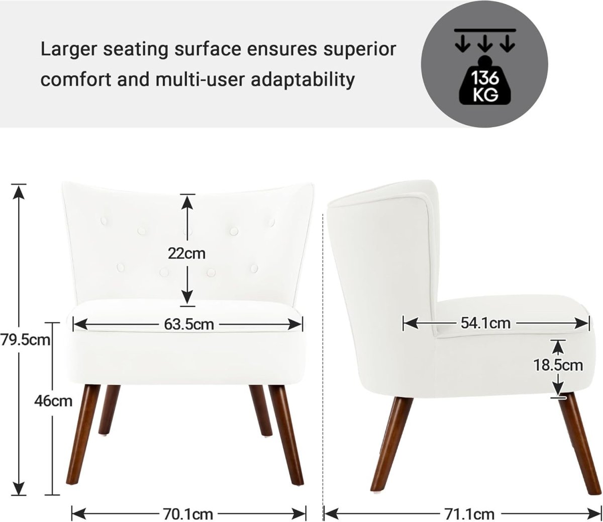 Velvet Wingback Armchair Curved Back Accent Chair Lounge Padded Seat - Kwikley