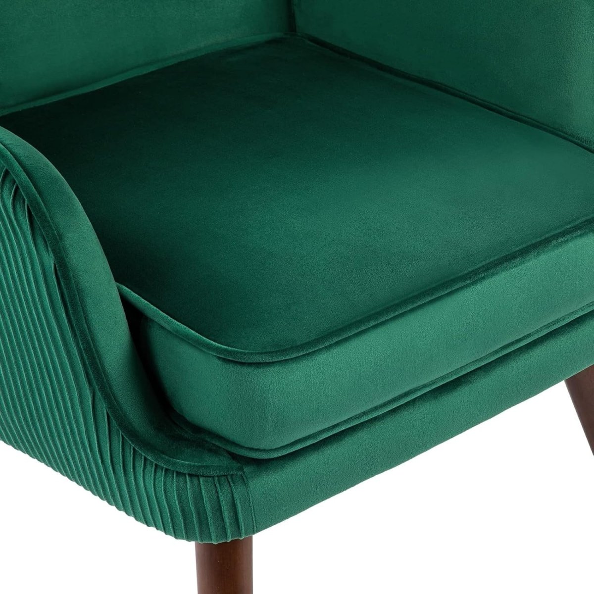Velvet Wingback Armchair Green Accent Chair Living Room Sofa Tub Seat - Kwikley