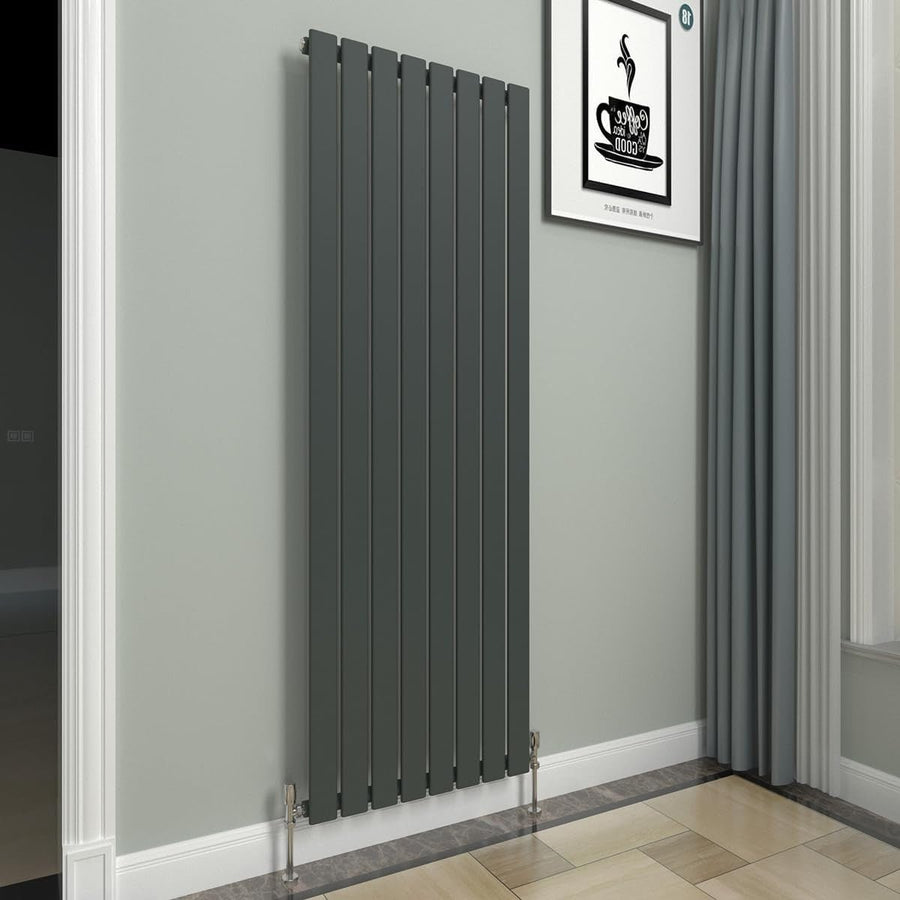 Vertical Anthracite Radiator 1600x544mm Flat Panel Modern Home Heater - Kwikley