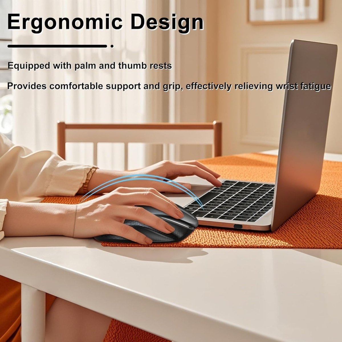 Vertical Ergonomic Wireless Mouse 2.4GHz 6 Buttons Side Scroll - Kwikley