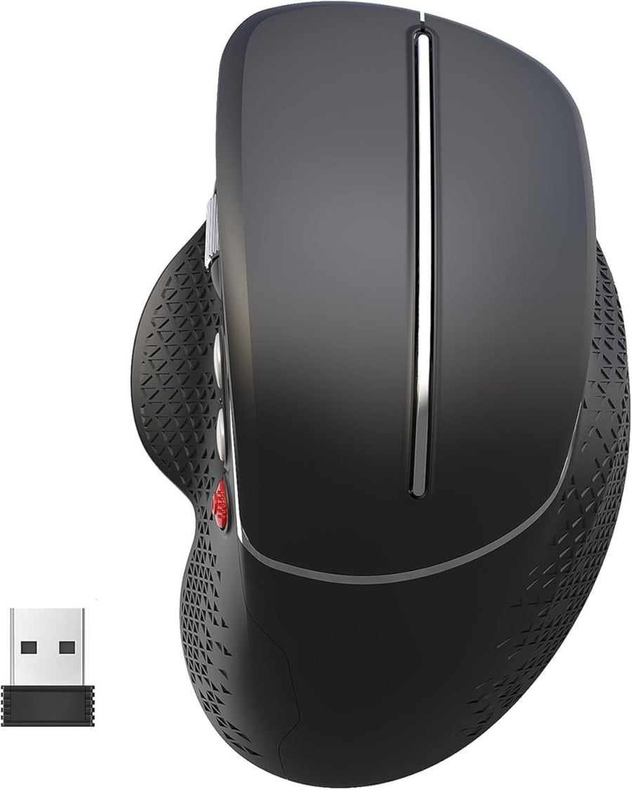 Vertical Ergonomic Wireless Mouse 2.4GHz 6 Buttons Side Scroll - Kwikley