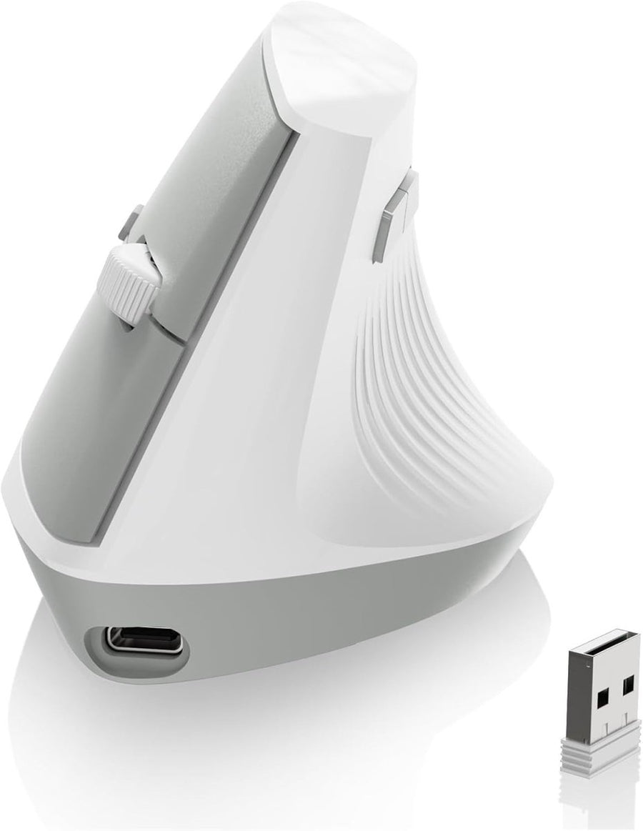 Vertical Ergonomic Wireless Mouse 57° Silent 1600 DPI White - Kwikley