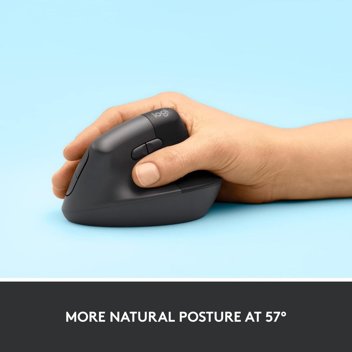 Vertical Ergonomic Wireless Mouse Bluetooth Quiet 4 Buttons Graphite - Kwikley
