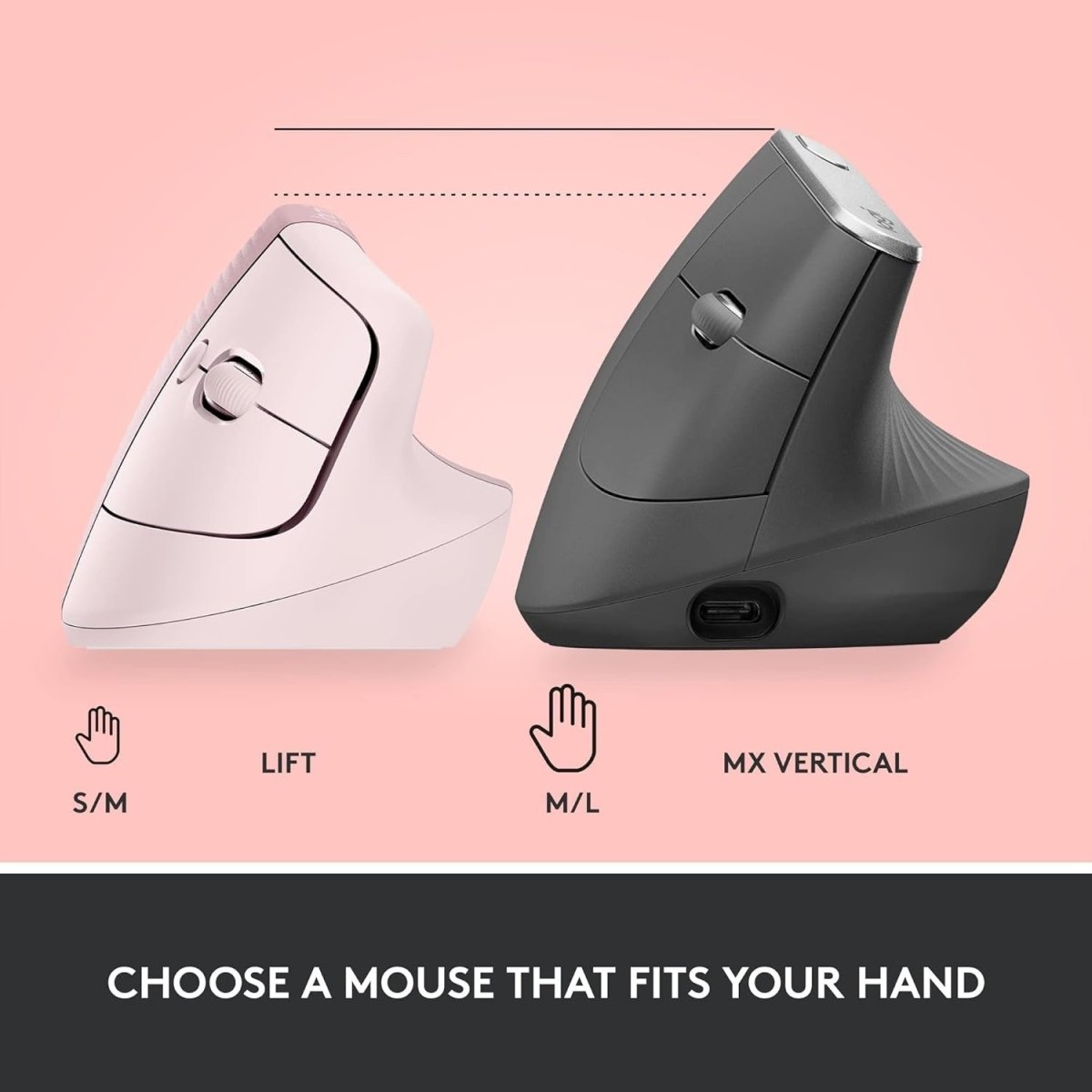 Vertical Ergonomic Wireless Mouse Bluetooth Quiet 4 Buttons Pink - Kwikley