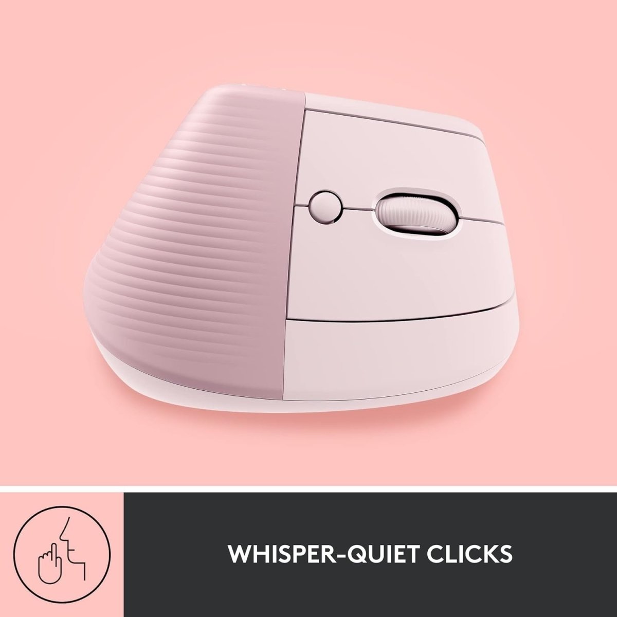 Vertical Ergonomic Wireless Mouse Bluetooth Quiet 4 Buttons Pink - Kwikley