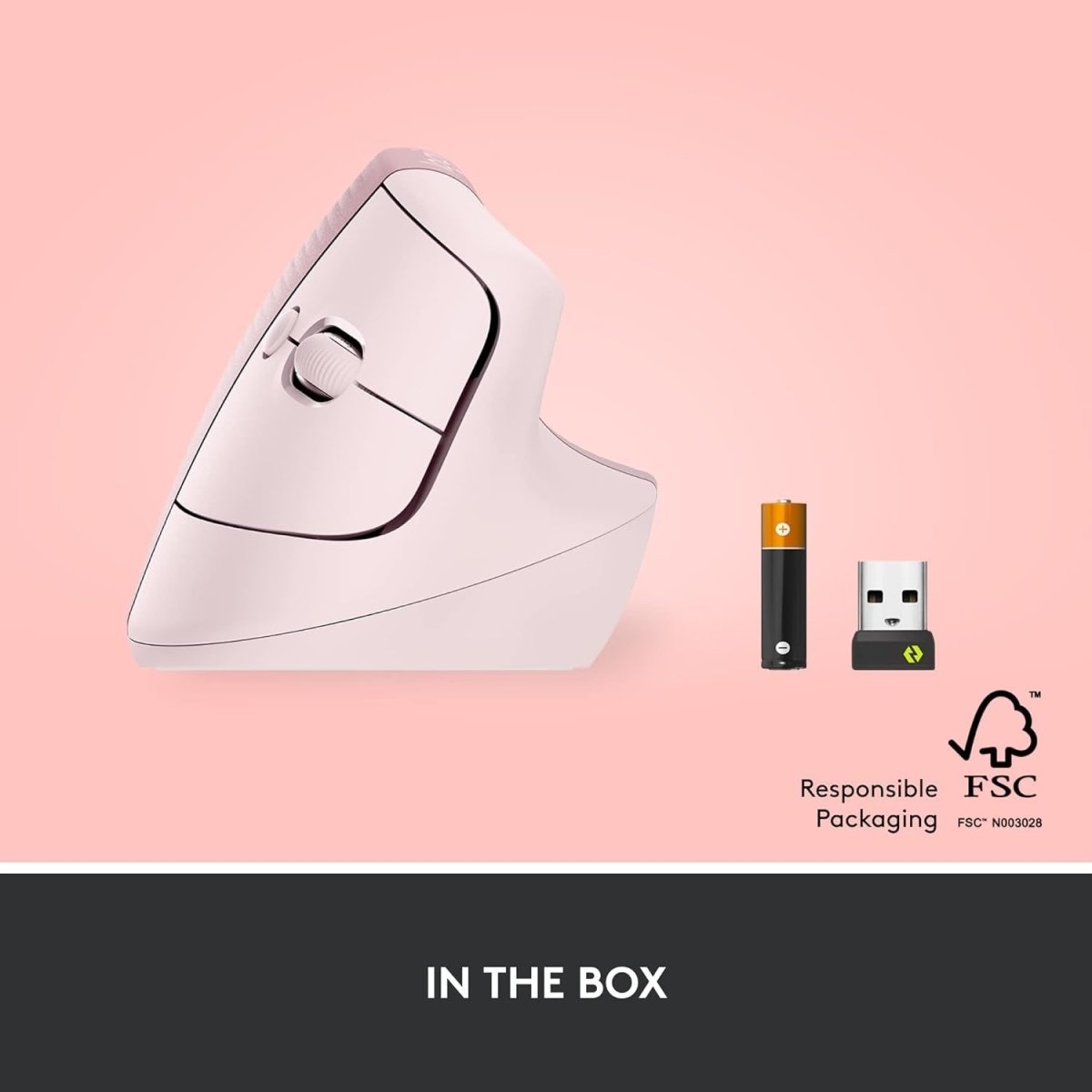 Vertical Ergonomic Wireless Mouse Bluetooth Quiet 4 Buttons Pink - Kwikley