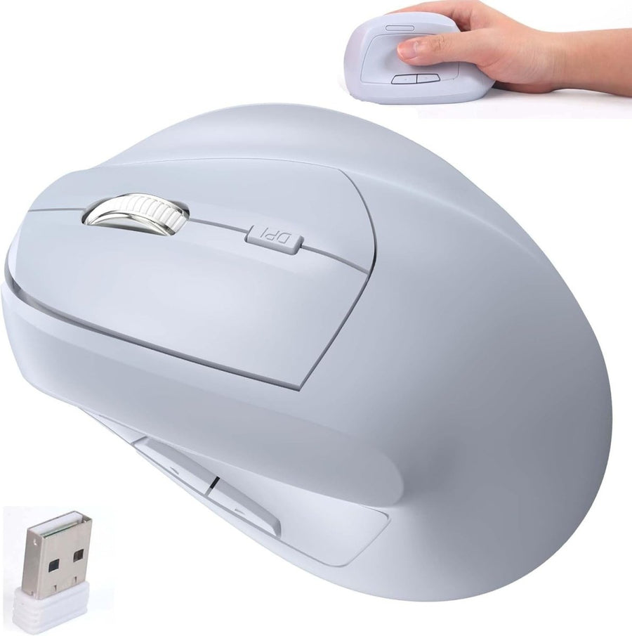 Vertical Ergonomic Wireless Mouse Bluetooth Silent Rechargeable 7 Buttons - Kwikley