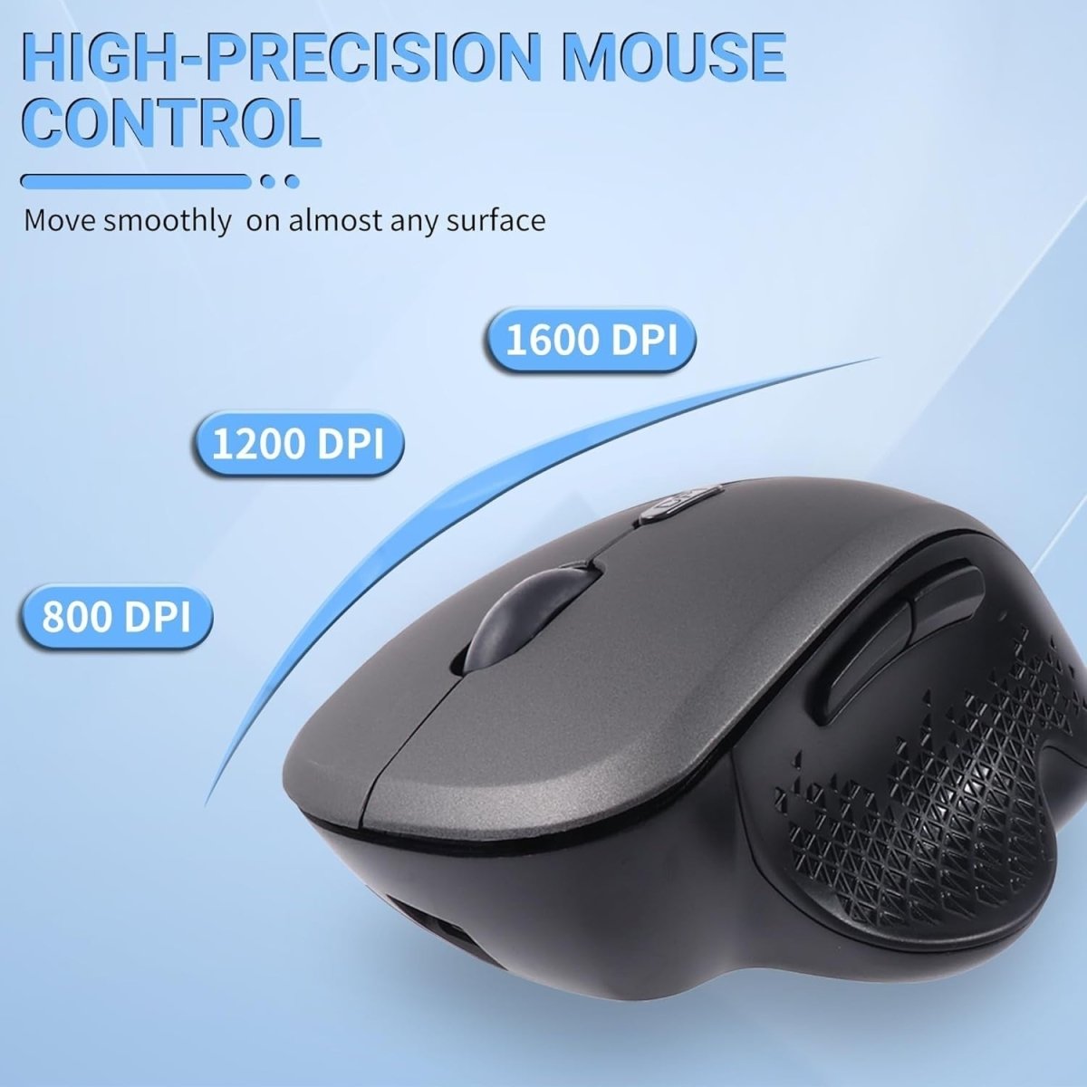 Vertical Ergonomic Wireless Mouse Dual Mode Silent 1600 DPI - Kwikley