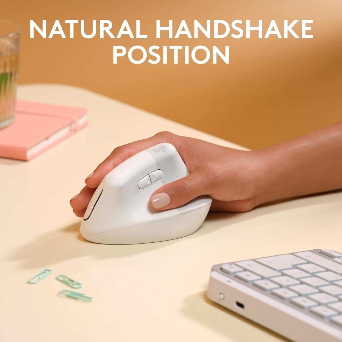 Vertical Ergonomic Wireless Mouse for Mac Bluetooth Silent White - Kwikley