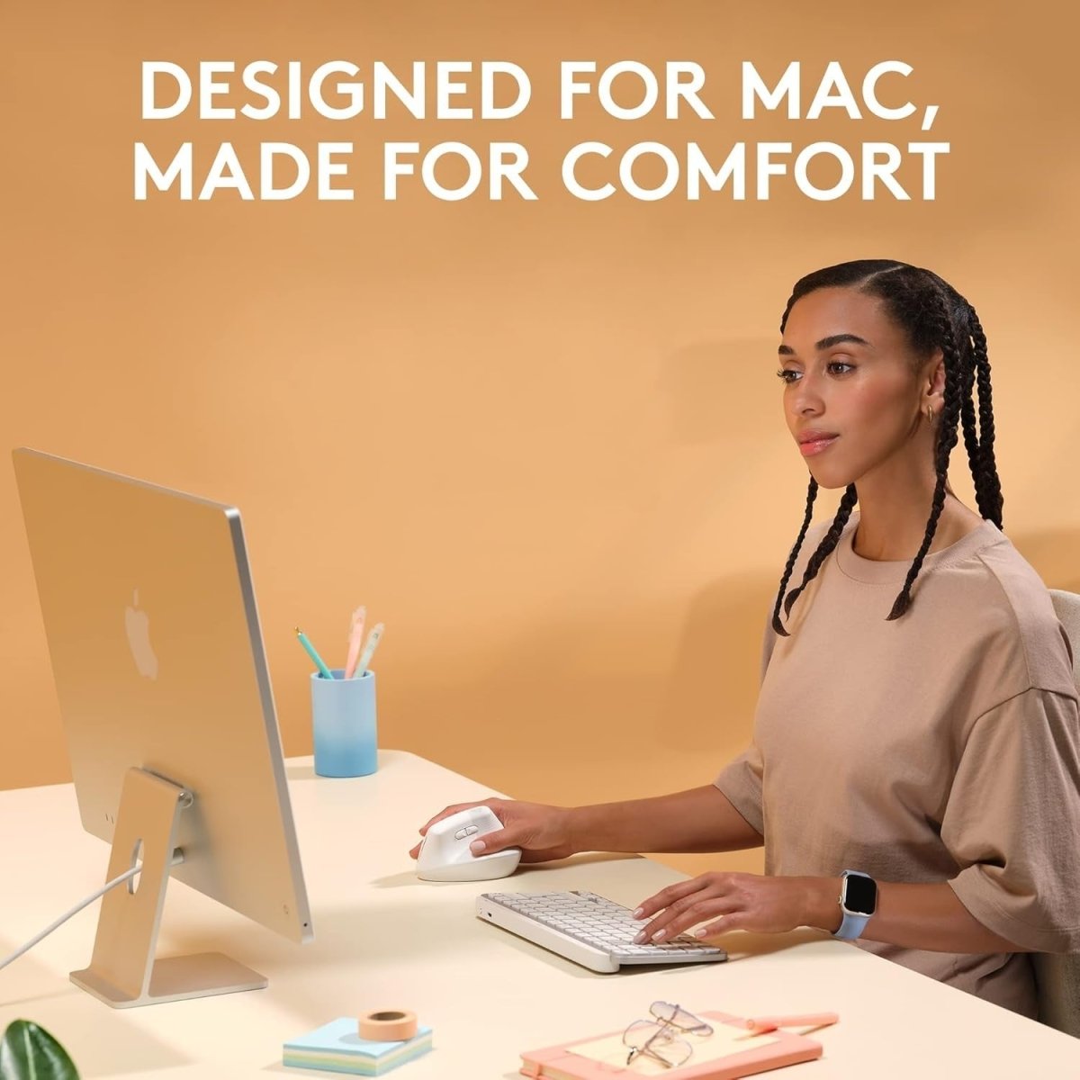 Vertical Ergonomic Wireless Mouse for Mac Bluetooth Silent White - Kwikley