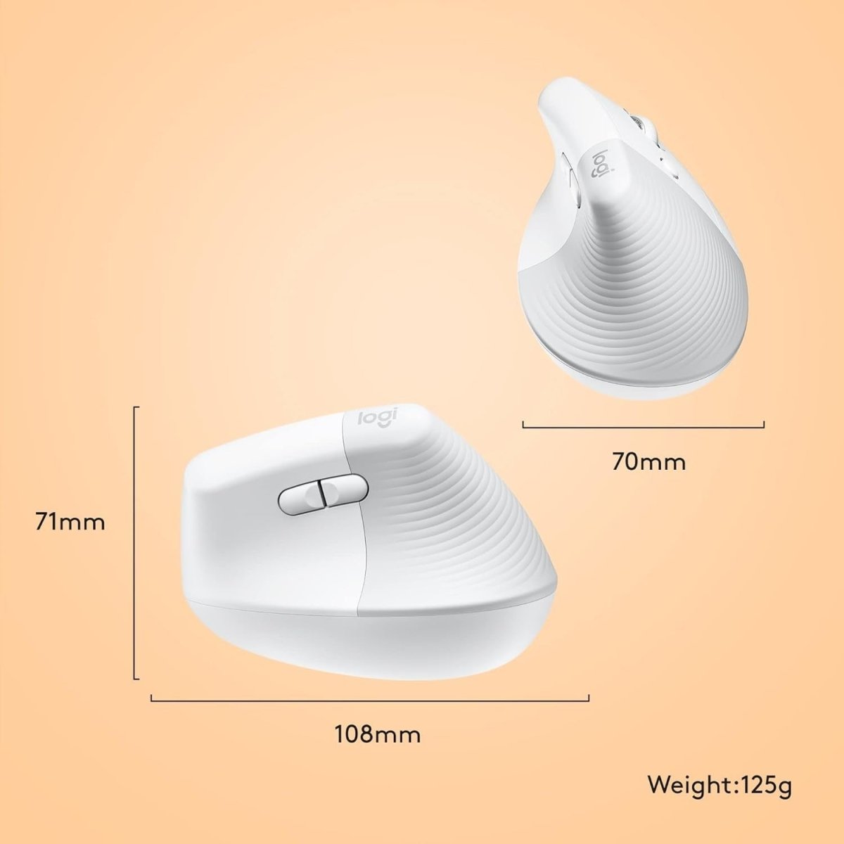 Vertical Ergonomic Wireless Mouse for Mac Bluetooth Silent White - Kwikley