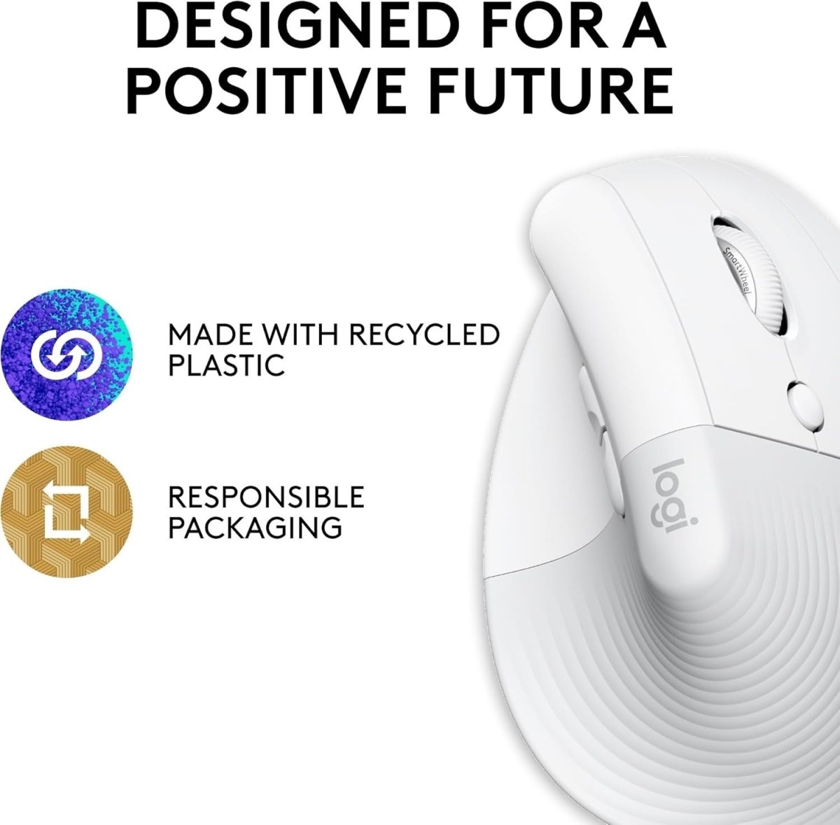 Vertical Ergonomic Wireless Mouse for Mac Bluetooth Silent White - Kwikley