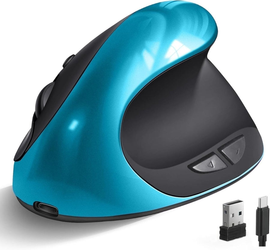 Vertical Ergonomic Wireless Mouse USB C Rechargeable 1600 DPI - Kwikley