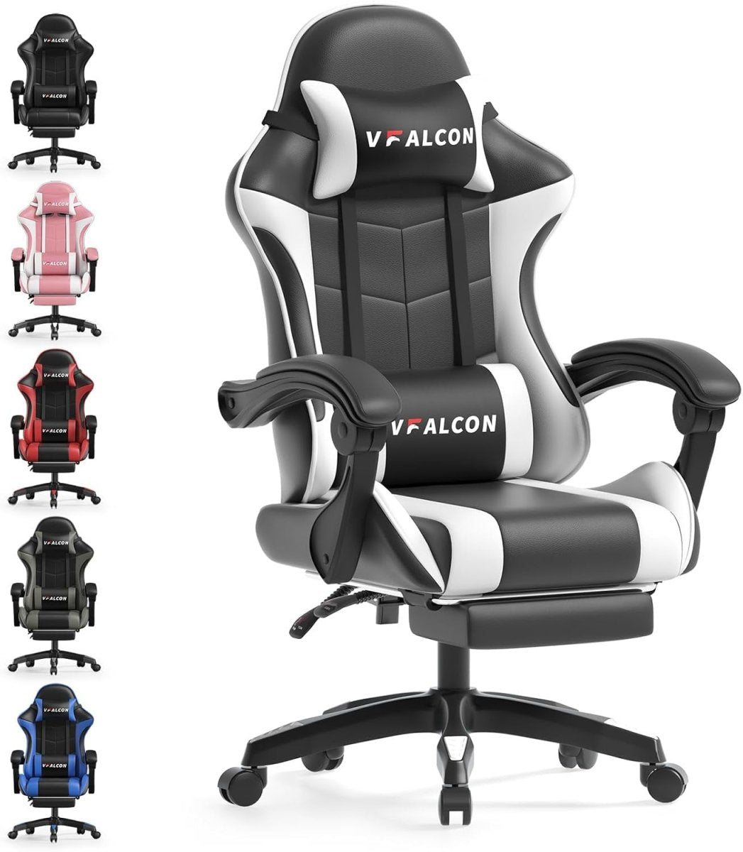 Vfalcon XTREME Gaming Chair White Reclining Office Chair with Footrest - Kwikley