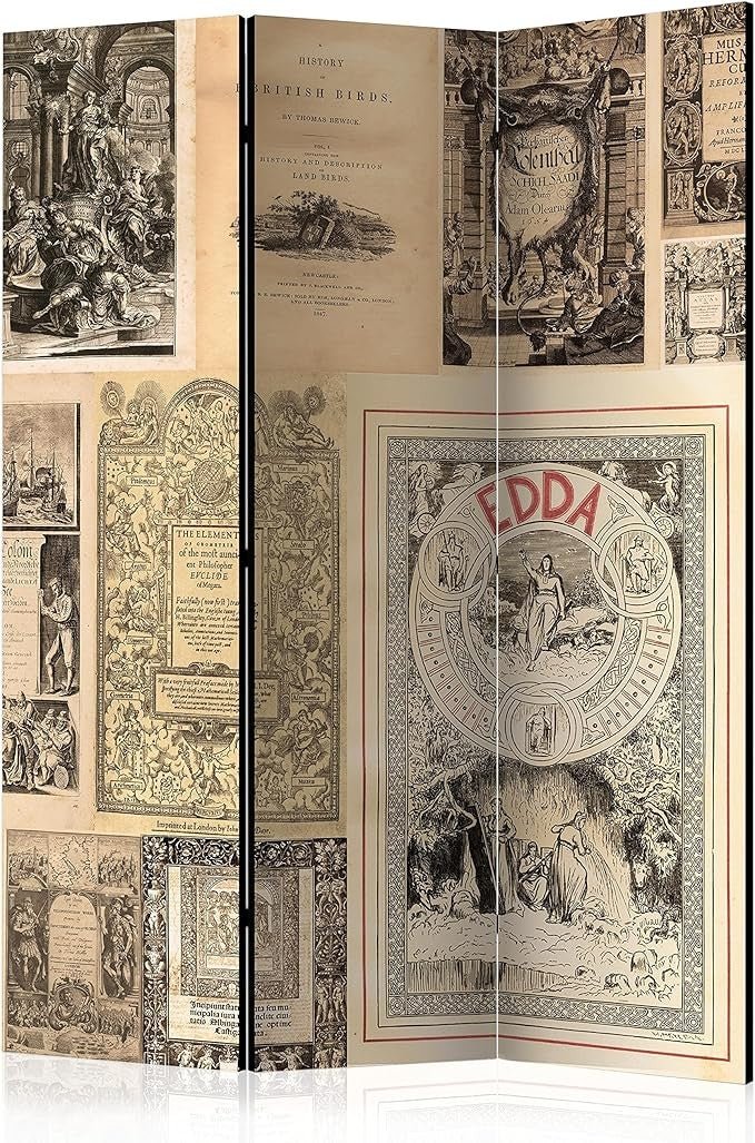 Vintage Books Room Divider 3 Panel Folding Privacy Screen 135x172cm Retro - Kwikley