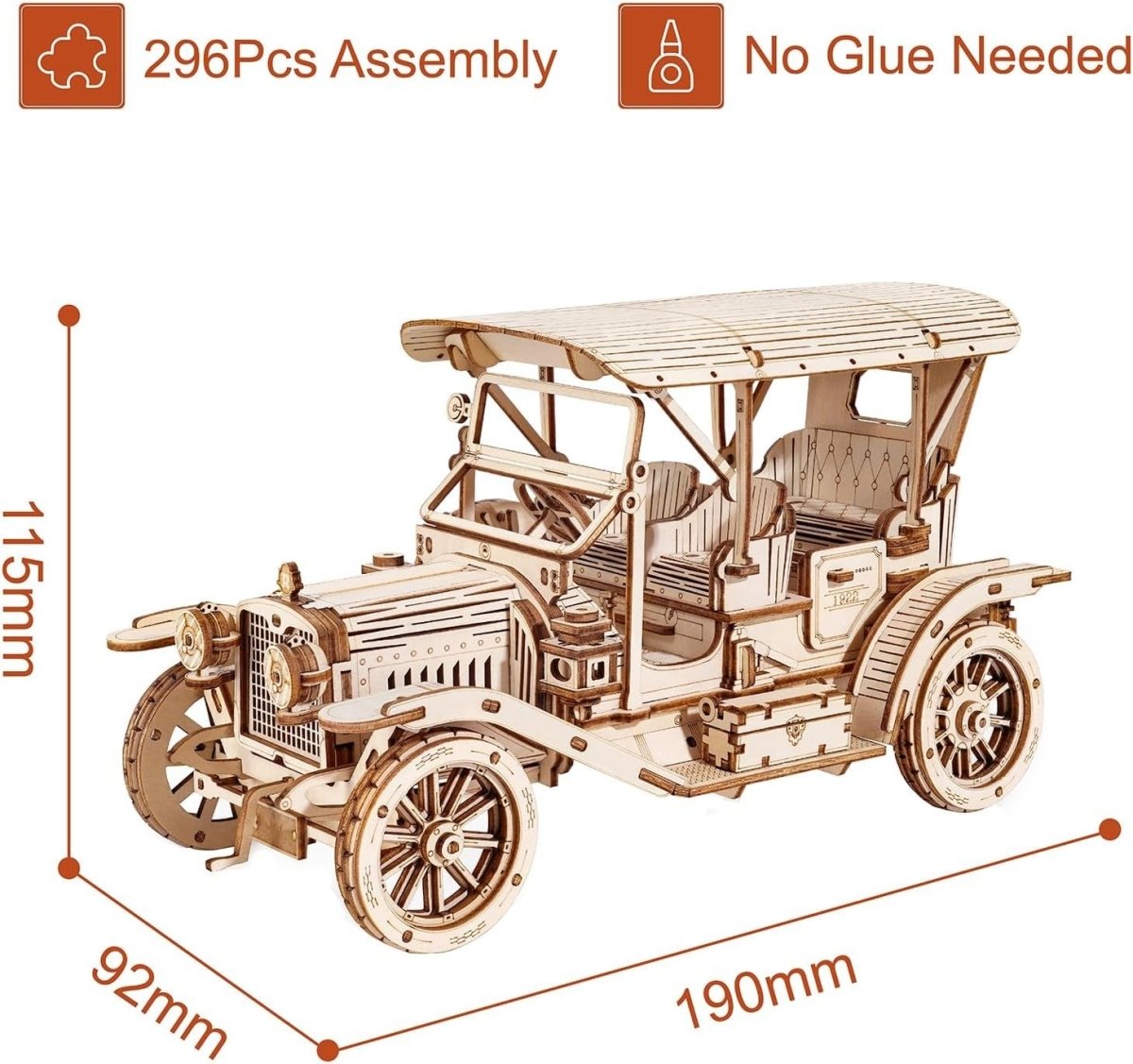 Vintage Car 3D Wooden Puzzle Model Kit DIY Mechanical Craft Gift - Kwikley